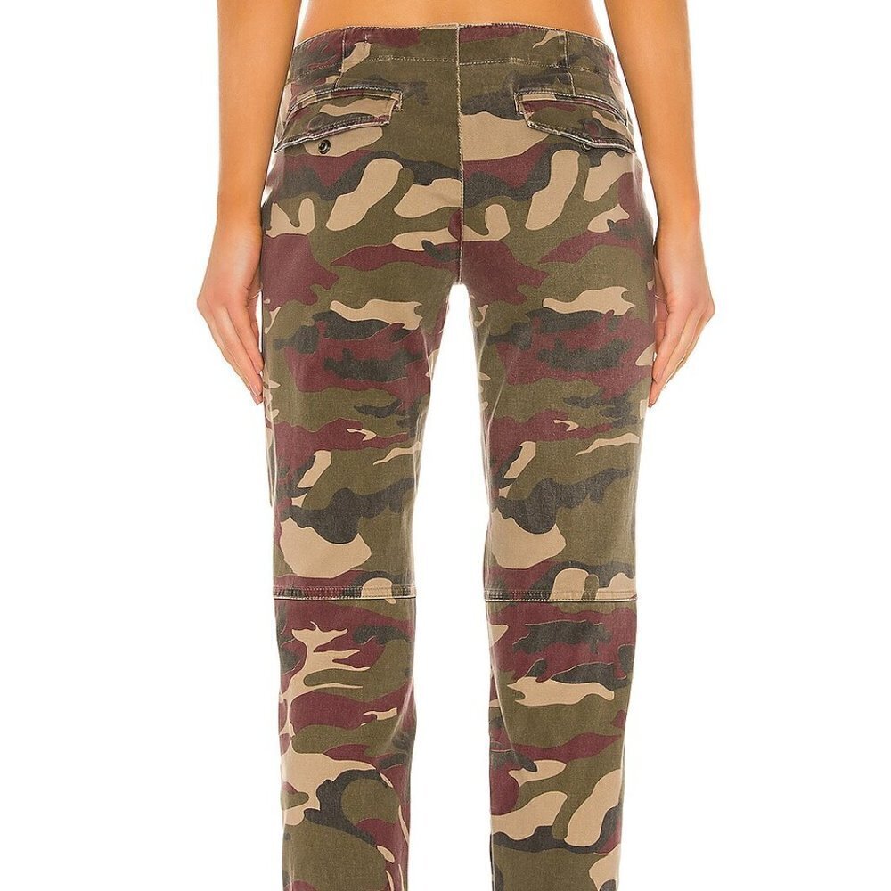 Pam & Gela Burgundy Camo Cargo Elastic Hem Cropped Pants Women's Size 26 - Picture 2 of 10